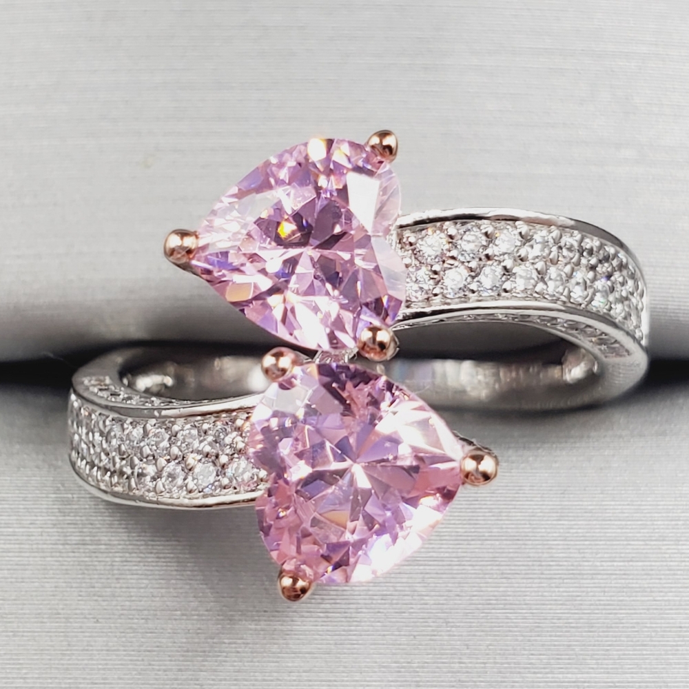Double Pink Heart Ring